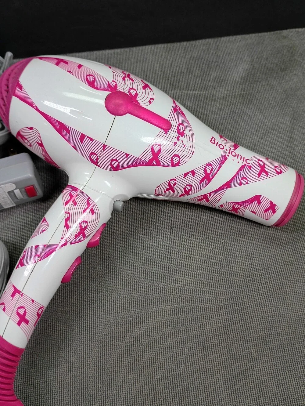 PowerLight By Bio Ionic 1875w Hair Dryer w/Diffuser White/Pink Ribbon